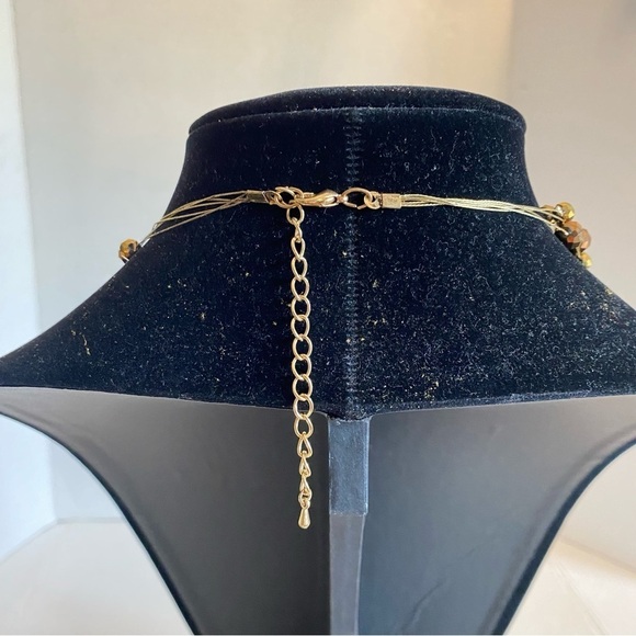 Beaded Necklace & Earring Set Faceted Glass Copper Gunmetal Layered Necklace - Picture 12 of 16